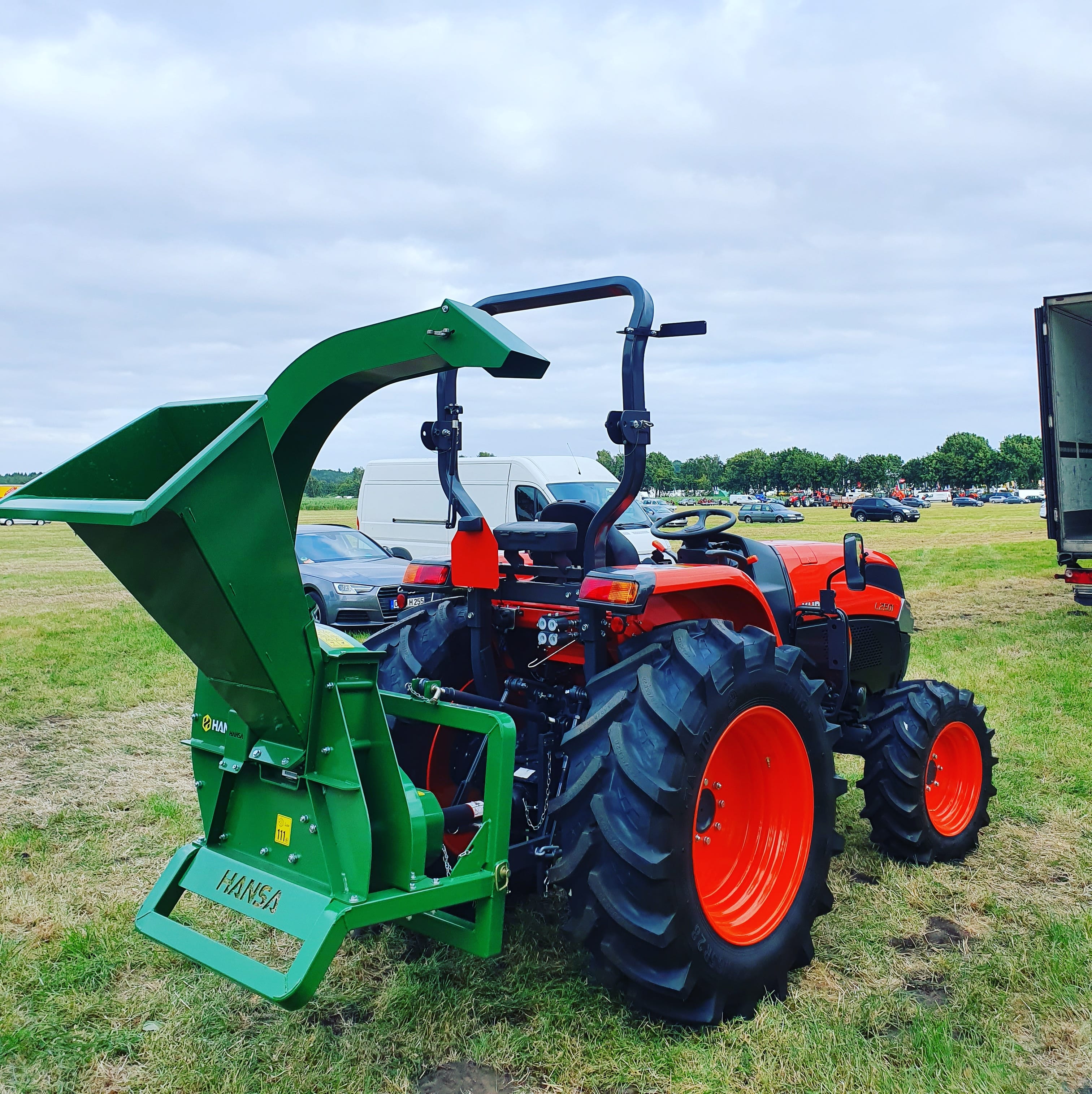 The HANSA C21PTO hitched to a Kubota Tractor
