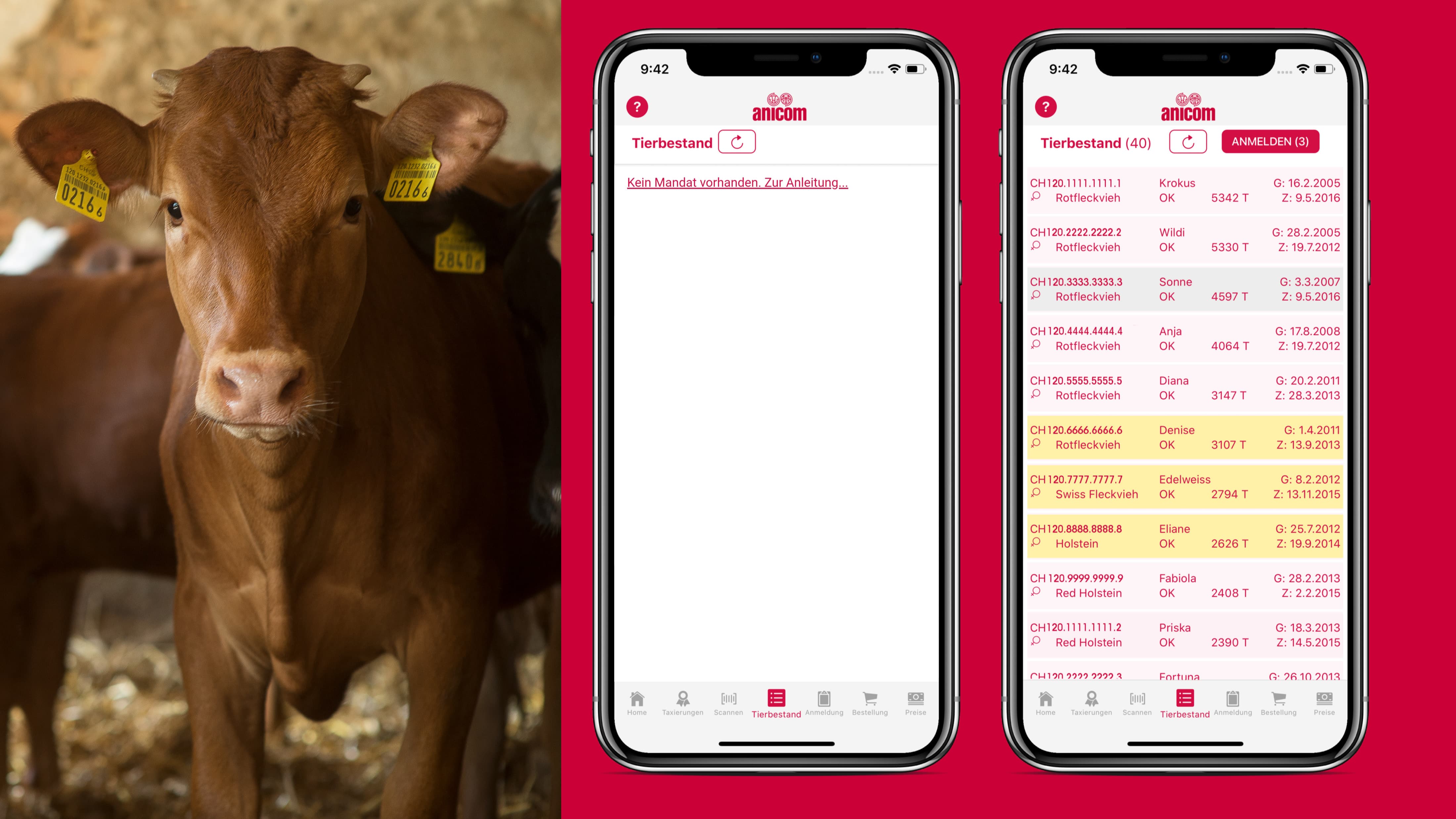 NEU ab November 2019: bei Mandatserteilung auf Agate wird der Tierbestand im Anicom App angezeigt