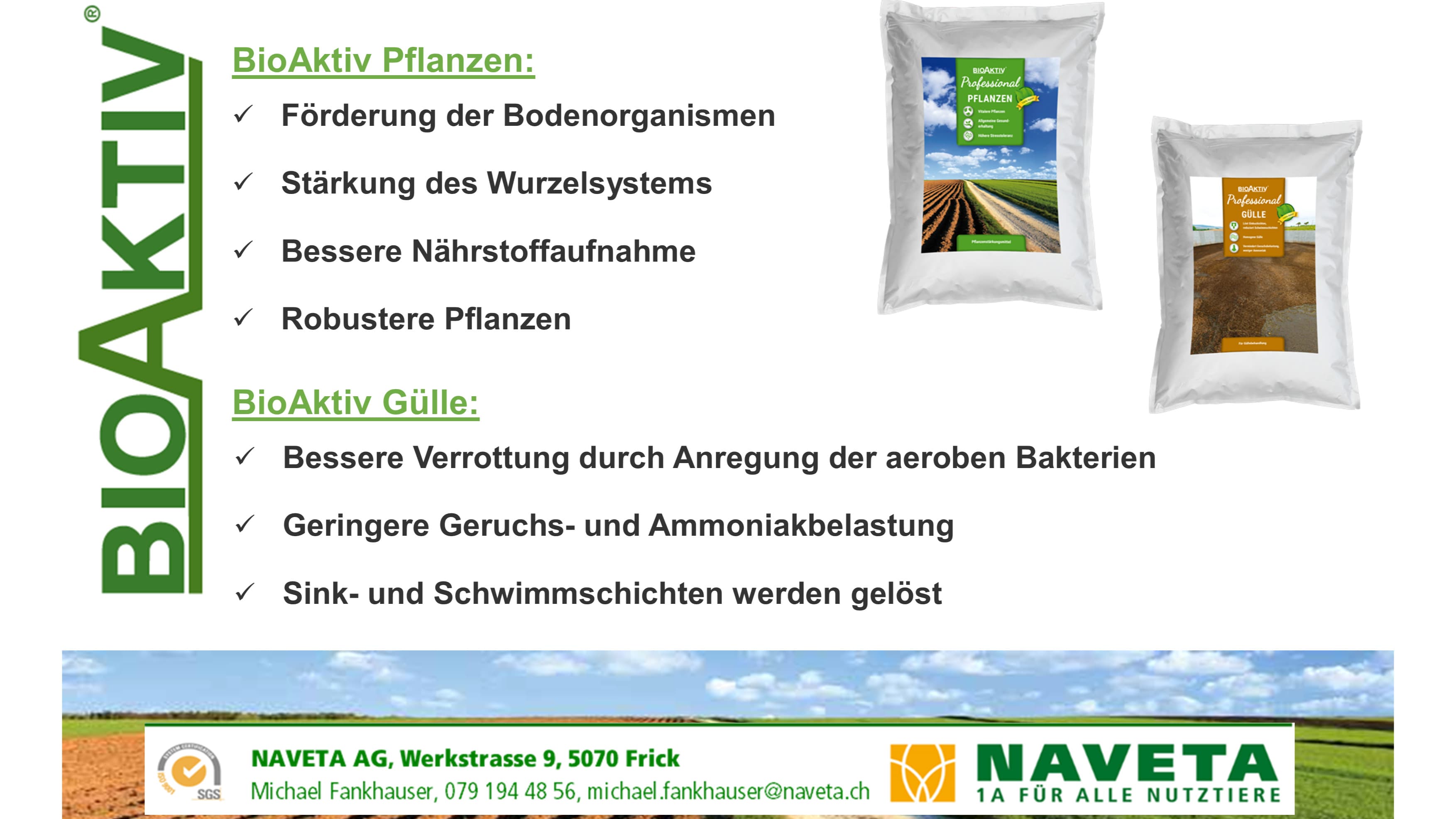 BioAktiv Gülle & Pflanzen - Reduziert die Emissionen und fördert die aeroben Bakterien.
